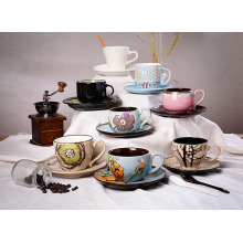 2016 high quality hand painted ceramic cup/mug and saucer,best price ceramic coffee set